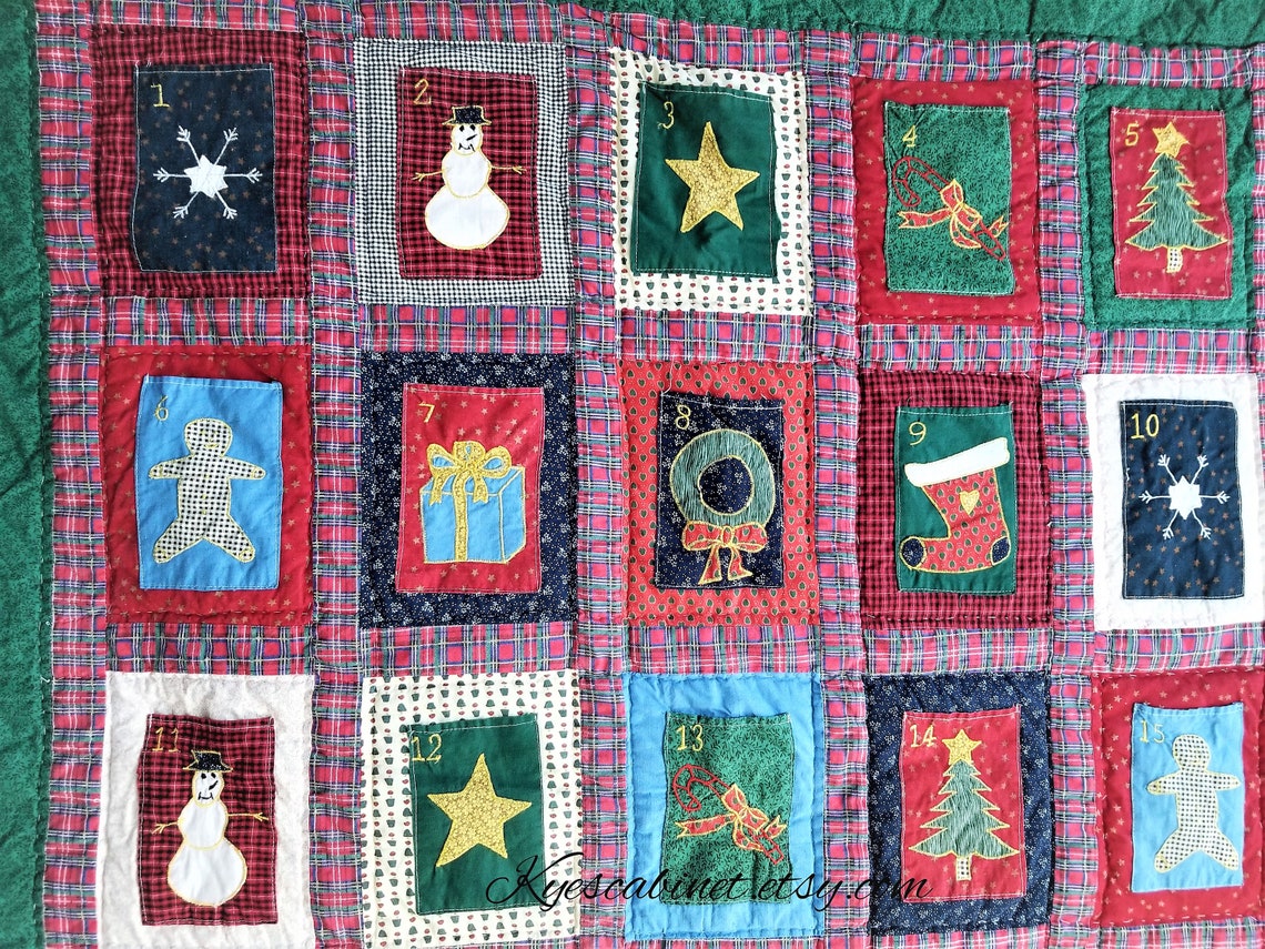 Vintage Advent Calendar Quilt 25 Days of Christmas Quilt Wall Etsy
