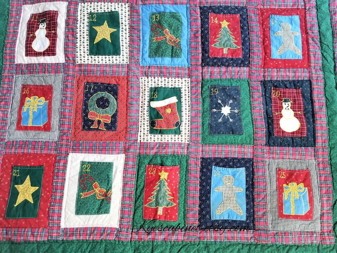 Vintage Advent Calendar Quilt 25 Days of Christmas Quilt Wall Etsy