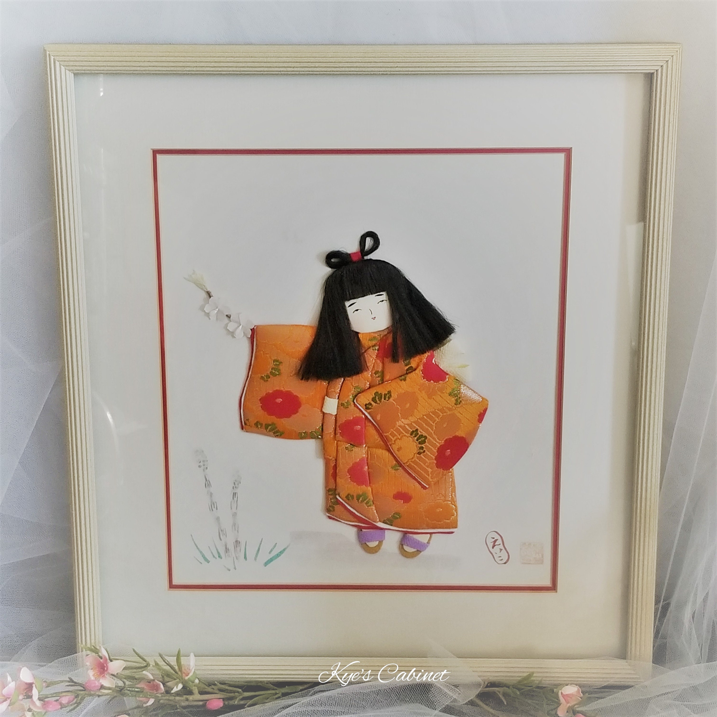 Japanese Oshie Doll Shadow Box: Silk Brocade 3D Wall Art - Etsy