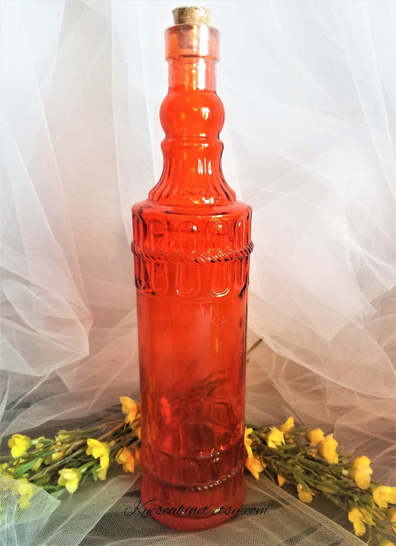Vintage Large Colored Glass Bottles 12 Inch Decorative Etsy