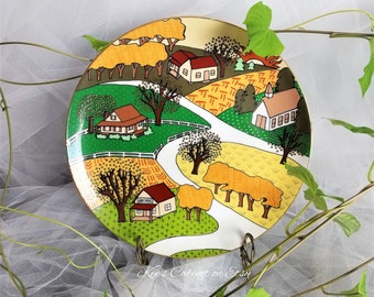 Marilyn Chandler Porcelain Art Plate: Longrock Community Scene, Limited Edition