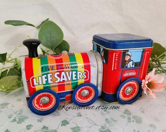 Collectible Life Savers Engine Truck Tin, Vintage Five Flavor Candy Tin, The Tin Box Company 1997,  Candy Storage Tin Box