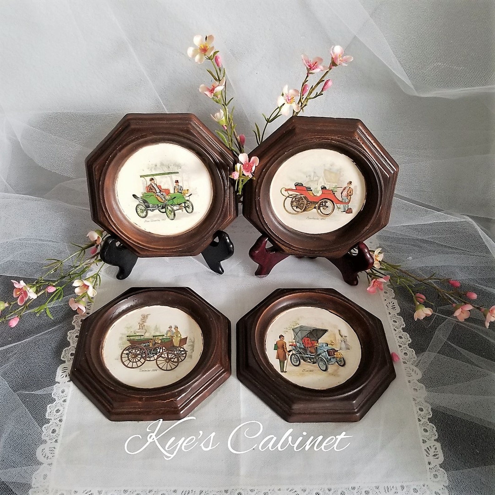 Antique Automobile Ceramic Plaque Set of 4 Horseless Carriage | Etsy