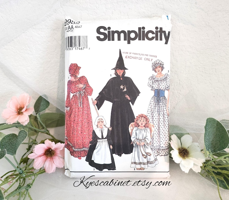 Simplicity 9982 Costume Sewing Pattern: Witch, Pioneer, Angel - Adult ...