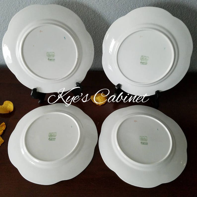 Elegant Shelley Fine Bone China Begonia Salad Plate Free Shipping Dainty Shape Blue Set of Four Plate
