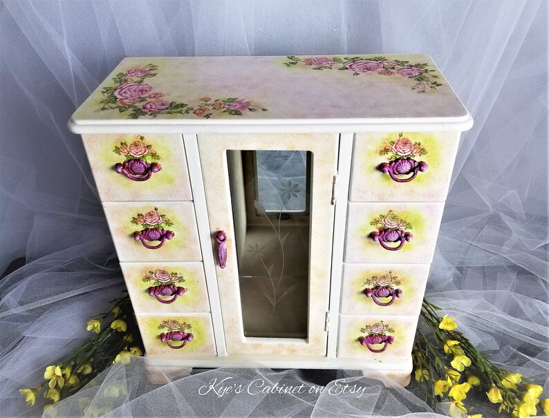 Jewelry Box With Decoupage roses Designs Hand Etsy