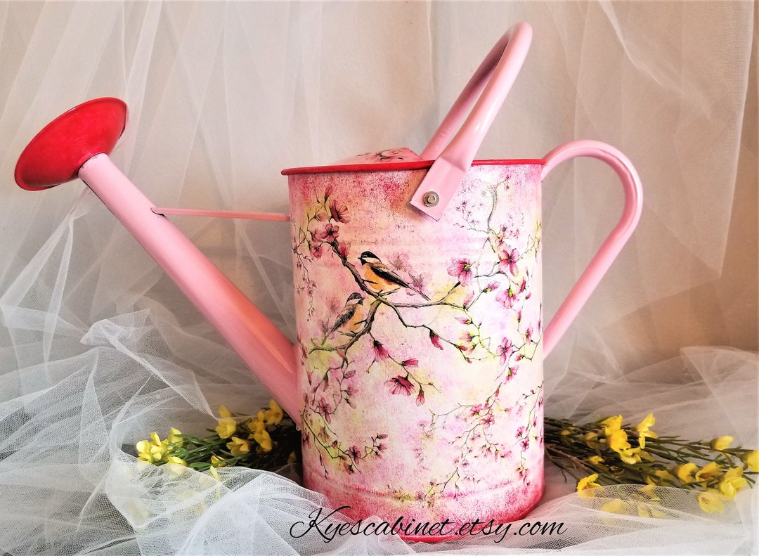 Large Watering Can Decoupage magnolia Blossom and Etsy