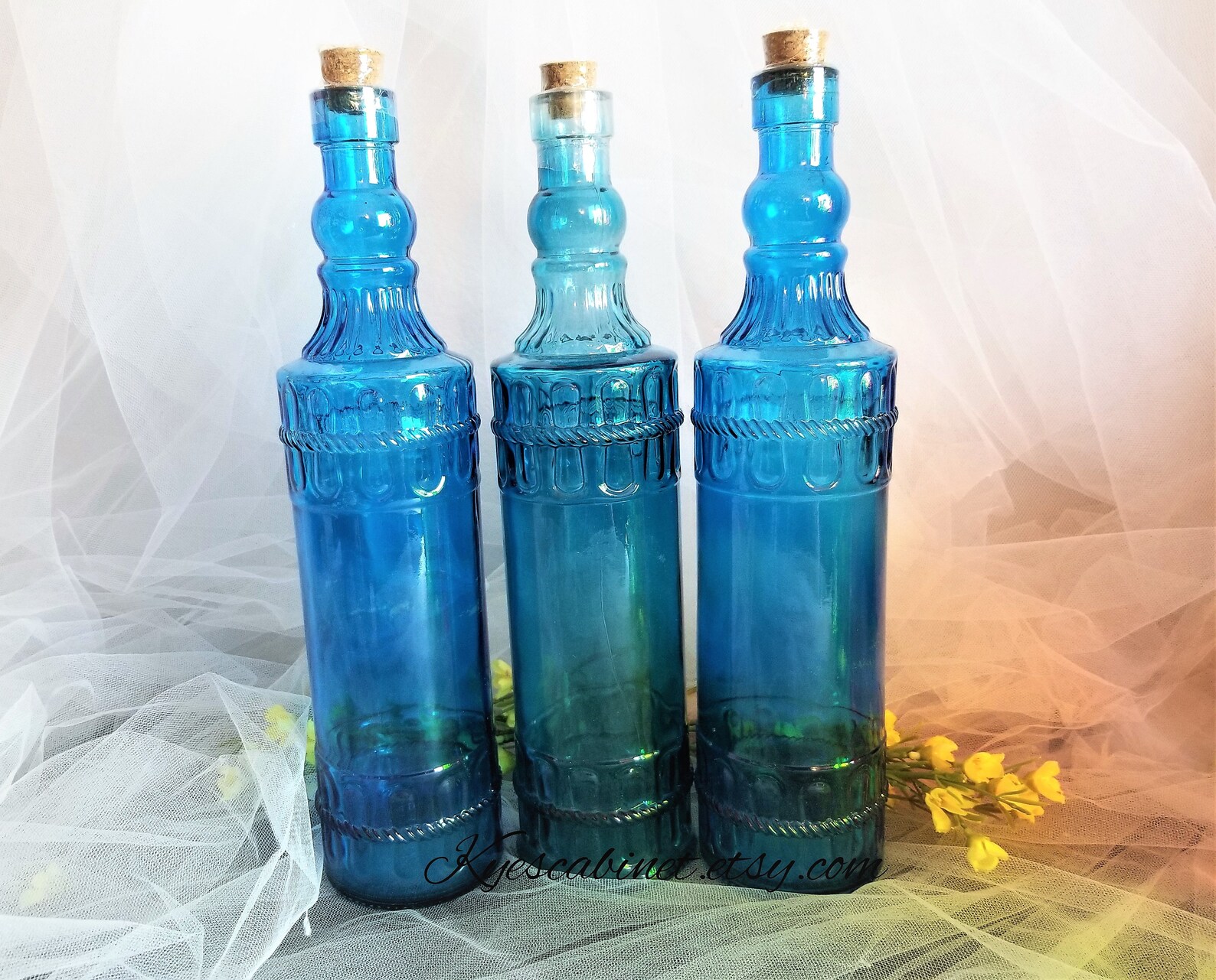Vintage Large Colored Glass Bottles 12 Inch Decorative Etsy