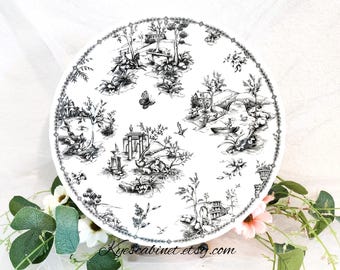 Churchill England Toile Black Dinner Plate, 10&quot; Scalloped Rimmed Churchill Plate Made in England, Black and White Dinner Plate Replacement