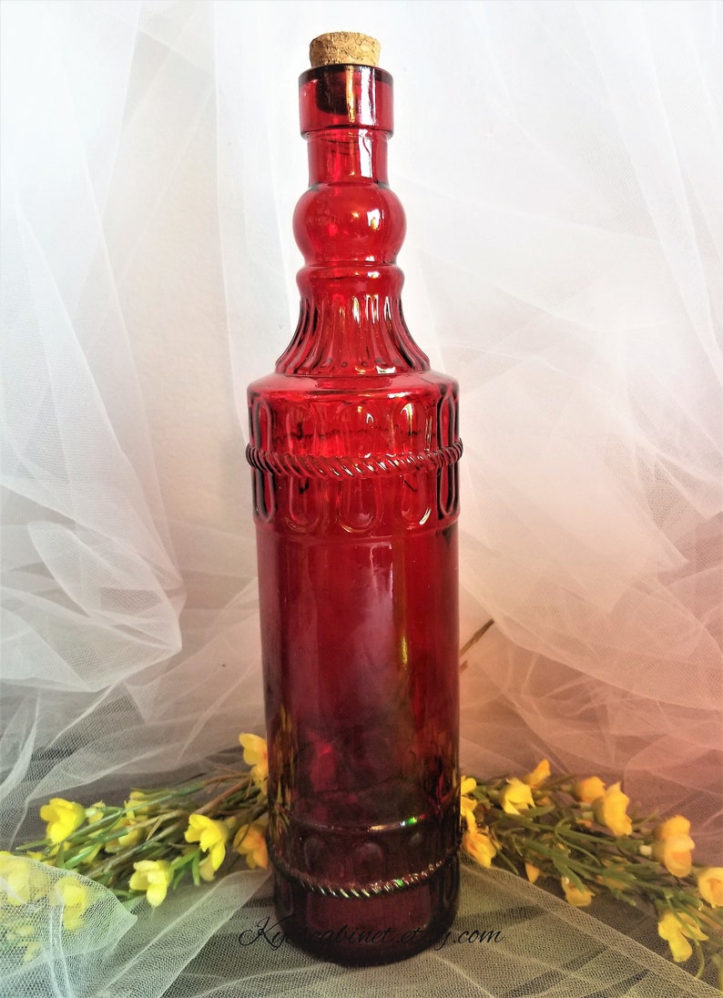 Vintage Large Colored Glass Bottles 12 Inch Decorative Etsy