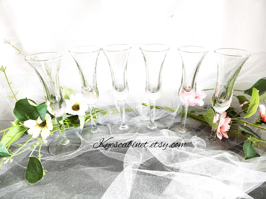 Tulip Shaped Stemmed Shot Glasses Set of 6, 1 OZ Cordial Glasses, Long