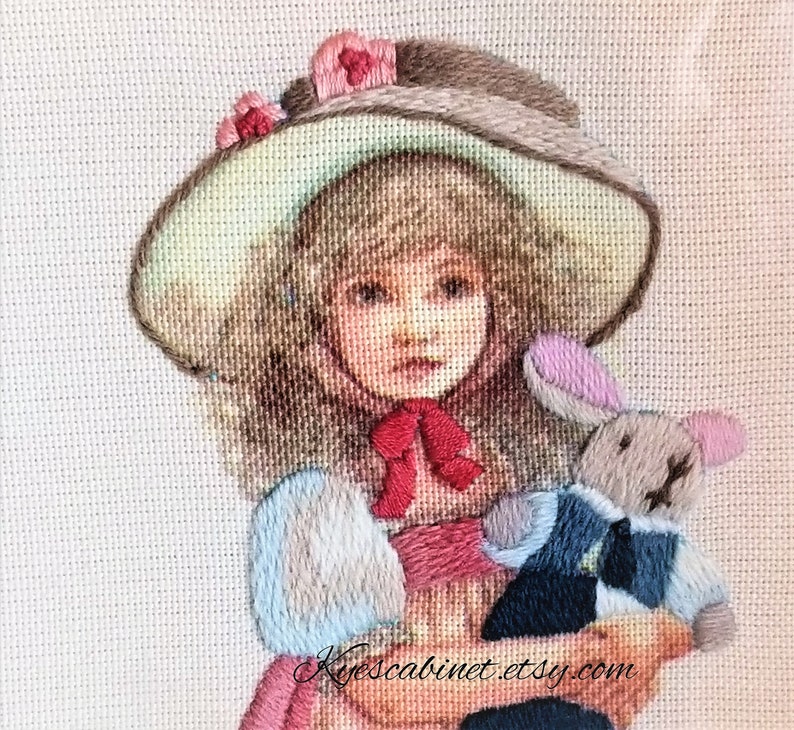 Completed Framed Needlepoint in Line From the Etsy