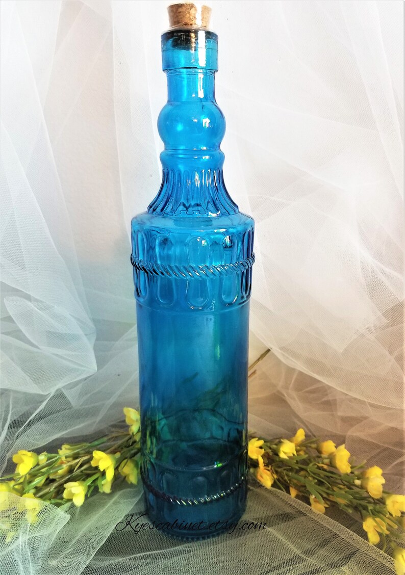 Vintage Large Colored Glass Bottles 12 Inch Decorative Etsy