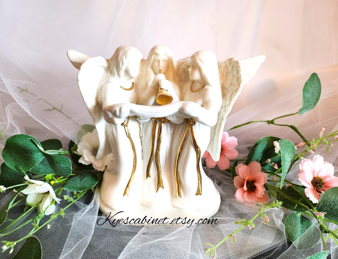 Mikasa Angel Trio Candle Holder, Fine Porcelain Holiday Elegance Angel