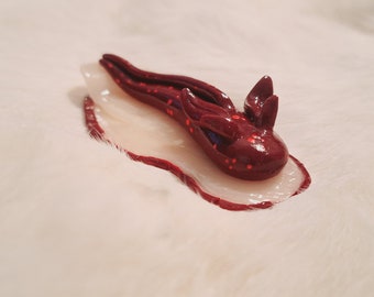 Ruby, nudibranch figurine; poly clay