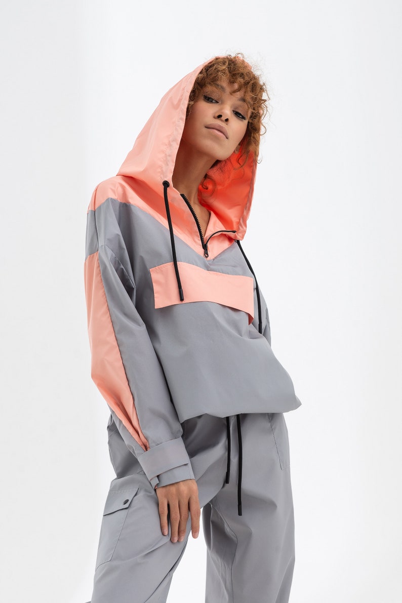 Color Block Anorak and Cargo Pants Set image 2