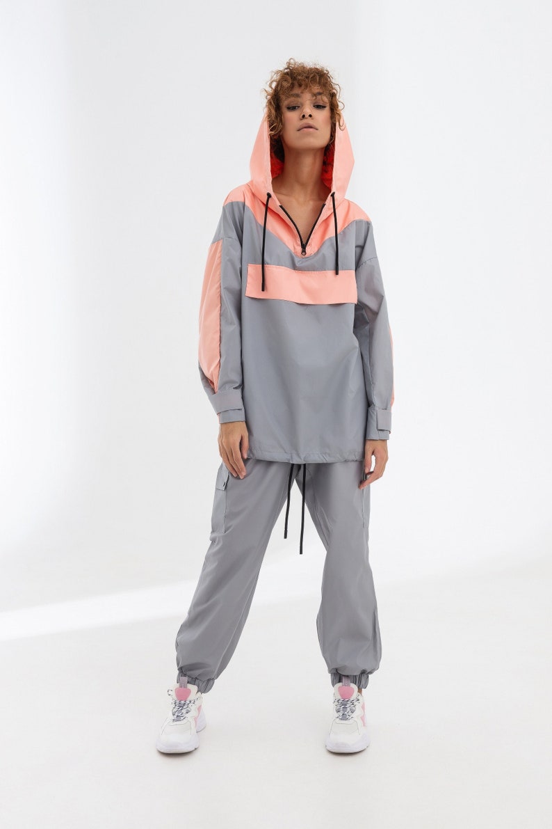 Color Block Anorak and Cargo Pants Set image 1