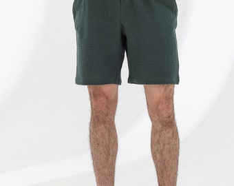 Men's muslin shorts, green