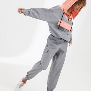 Color Block Anorak and Cargo Pants Set image 3