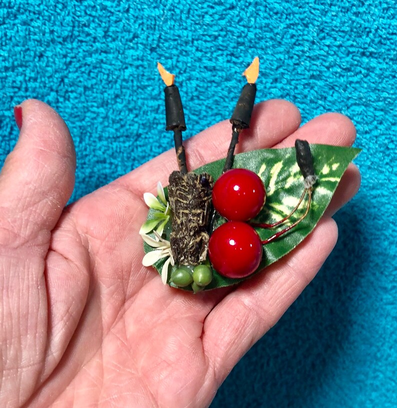 Miniature Mini Cherry Tiki Torches Fruit Hat Ribbon Hatband Etsy