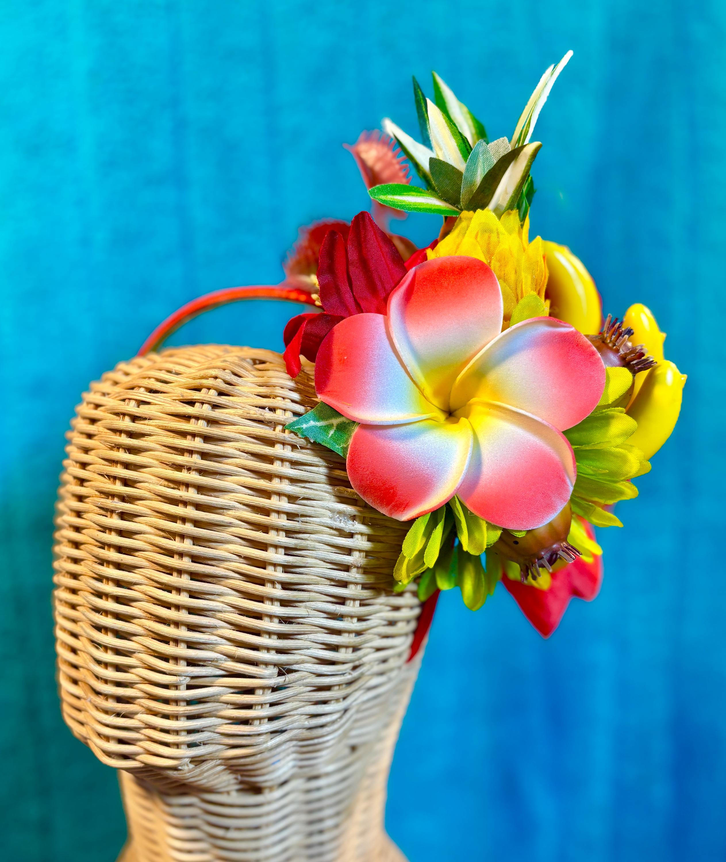 Handmade Tropical Hibiscus Plumeria Hair Flower Clip Tiki Pinup‎ Rockabilly Hula Flower Hair Clip Polynesian Island Style Accessory  main image 2