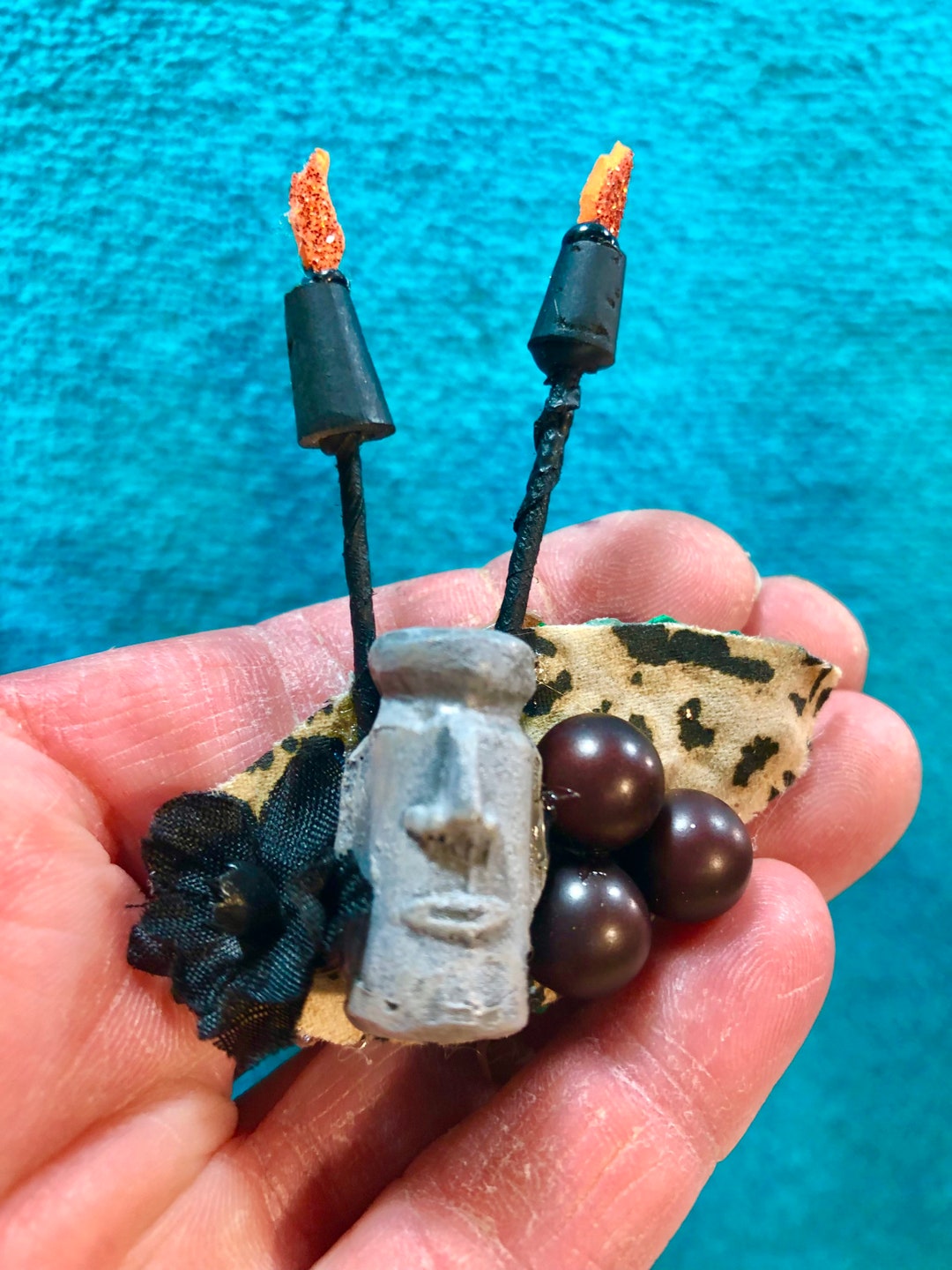 Miniature Tiki Torch Moai Easter Island Tiki God Idol Statue Etsy