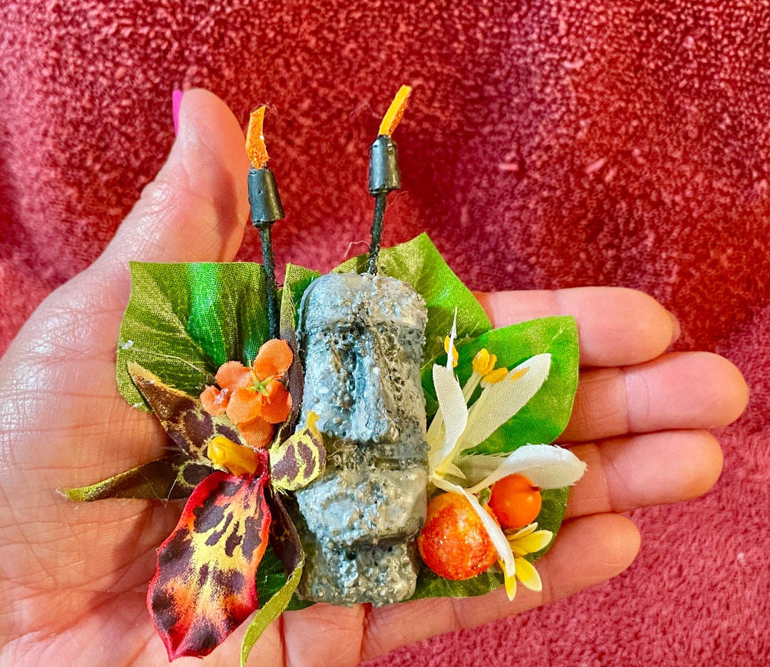 Miniature Tiki Torch Moai Easter Island Rapa Nui Tiki Gid Idol Etsy
