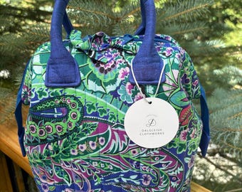 Paisley Jungle Mini Poppins Bag, Kaffe Fassett Fabric Top Handle Handbag