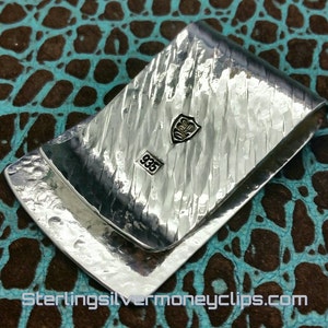 60g Phantom Argentium Sterling Silver Money Clip, High Polished Ridge Special, Super Thick 16 Gauge, 940 Ridge Hammered Contoured Art