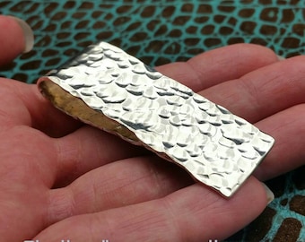 28 Grams Phantom Argentium Sterling Silver Money Clip, Hammered Japanese Style, Thick 18 Gauge, Polished 940 Art, American Eagle