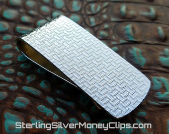 40 Gram Phantom Argentium Sterling Silver Money Clip, High Polished Phantom Tetris Classic, Super Thick 16 Gauge, 940 Heirloom Quality USA