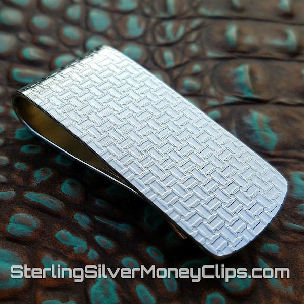 40 Gram Phantom Argentium Sterling Silver Money Clip, High Polished Phantom Tetris Classic, Super Thick 16 Gauge, 940 Heirloom Quality USA