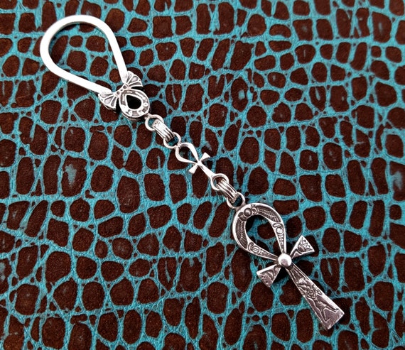 Egyptian Key Ring Solid 800 Silver Key Chain with
