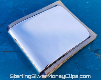 110g Phantom Huge Wide Argentium Sterling Silver Money Clip, High Polished Sleek Full Fold, Thick 940 Large Smooth Shiny Handmade Art USA