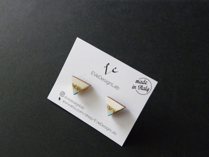 triangle wooden earrings minimal geometric studs