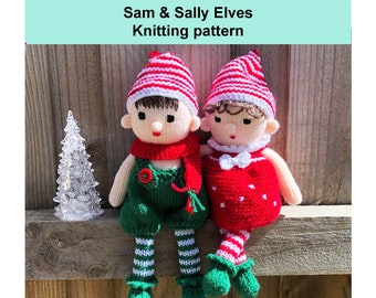 Christmas Elf Toy Knitting Pattern Santa's Helpers Xmas Toy Doll Knitting Pattern Girl Boy Elf Christmas Decoration Worked Flat Two Needles