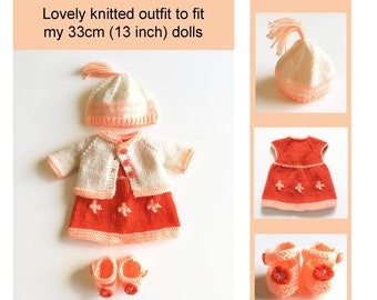 Knitted Dolls Clothes Pattern Dolls Outfit Doll Beanie Hat Dolls Knitted Top Down Dress Pattern Knitted Jacket Pattern 13 Inch Dolls Clothes