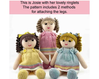 Doll Knitting Pattern 33cm (13 inch) Instant PDF Download Worked Flat on Two Needles Knitting Pattern Dolls Clothes Pattern