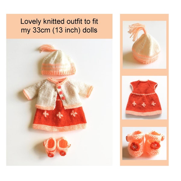 Knitted Dolls Clothes Pattern Dolls Outfit Doll Beanie Hat Dolls Knitted Top Down Dress Pattern Knitted Jacket Pattern 13 Inch Dolls Clothes