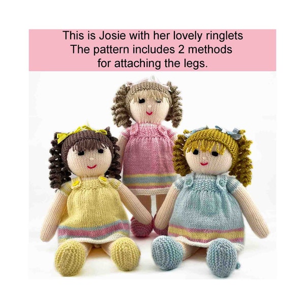 Doll Knitting Pattern 33cm (13 inch) Instant PDF Download Worked Flat on Two Needles Knitting Pattern Dolls Clothes Pattern
