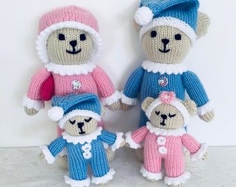 Teddy Bear Family Knitting Pattern: Knit Flat on Two Needles (PDF Pattern)