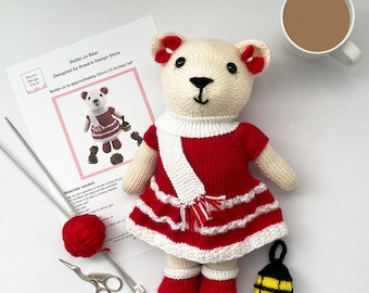 Bobbi Jo Bear Knitting Pattern: Knit Flat, Removable Dress (PDF Pattern)