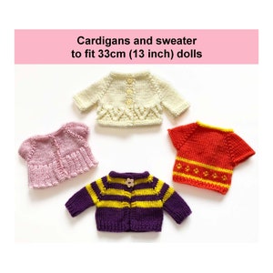 13 Inch Doll Clothes Knitting Pattern: Cardigans & Sweater (PDF Pattern)
