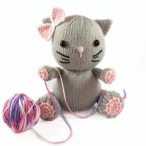 Kitten Knitting Pattern Knit Flat on Two Needles Simple Knitted Kitten PDF Easy Kitten Pattern Cat PDF Knitted Cat Pattern