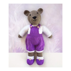 Teddy Bear Toy Knitting Pattern Worked Flat Two Needles Knitted Teddy Sweater Bear Clothes Pattern Bear Making  Instant Download