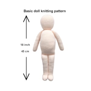 Basic Doll Knitting Pattern 45cm (18 inch) Doll Body Base Worked Flat