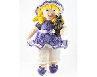 Modèle de tricot pour poupée de 33 cm à plat avec deux aiguilles Modèle ours en peluche
