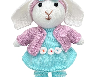 Barnyard Babies Bunny Knitting Pattern | Collectible Rabbit Doll Toy | Fully Dressed Animal Pattern