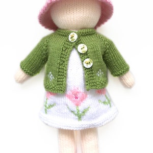 Doll Clothes Knitting Pattern For 13 Inch Dolls Top Down Dress and Jacket Knit Flat on Two Needles image 8