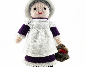 Doll Knitting Pattern 13" Worked Flat on Two Needles Old Fashioned Doll
